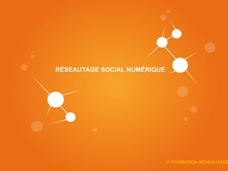 RÉSEAUTAGE SOCIAL NUMÉRIQUE
             F




                              /// FORMATION RÉSEAUTAGE
 