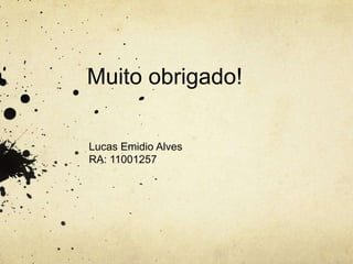 Muito obrigado!

Lucas Emidio Alves
RA: 11001257
 