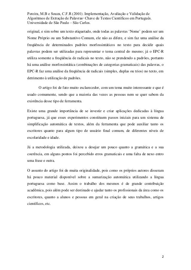 Caracteristicas do artigo cientifico