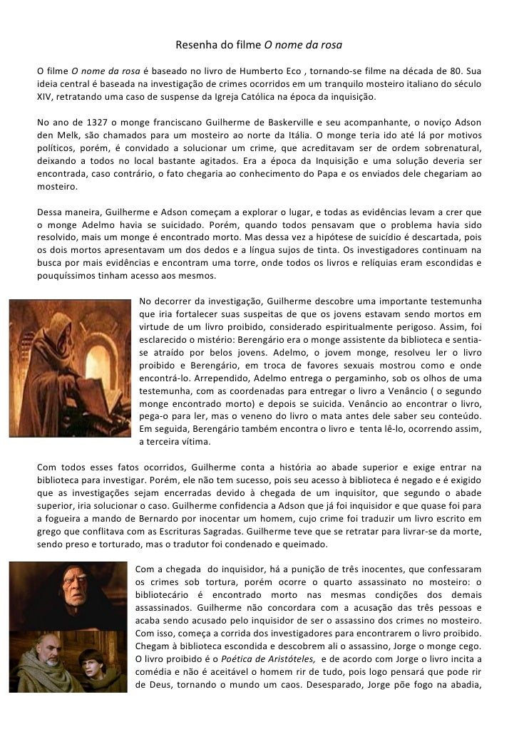 Resenha o nome da rosa Resenha o nome da rosa