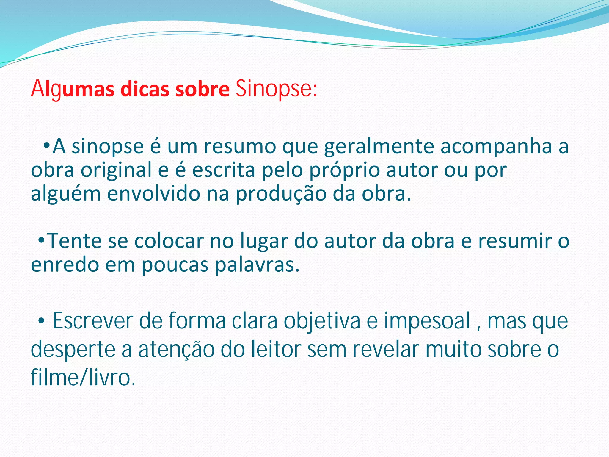 Diferenças e exemplos de Resenha resumo e sinopse. | PDF | Romance | Genres
