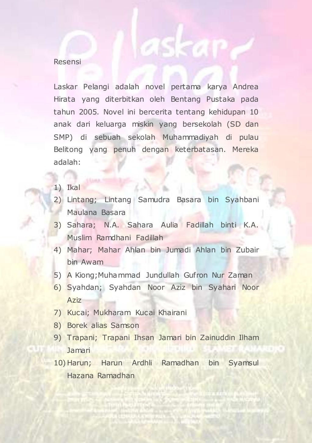 Resensi laskar pelangi