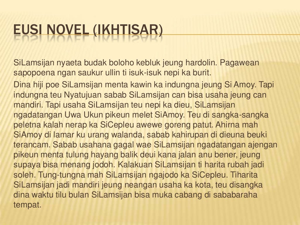 Resensi novel bahasa sunda Resensi novel bahasa sunda