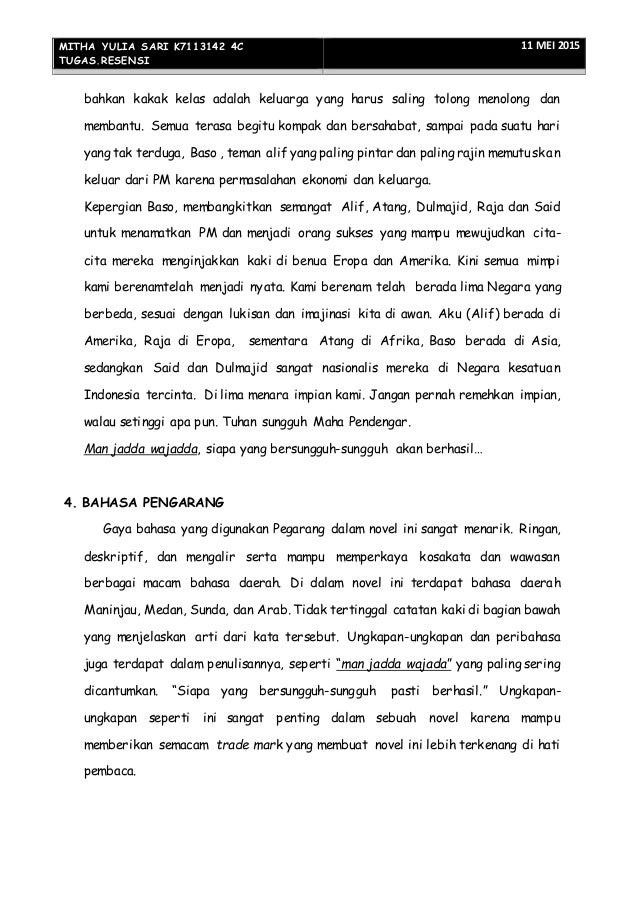 Resensi Novel Negeri 5 Menara