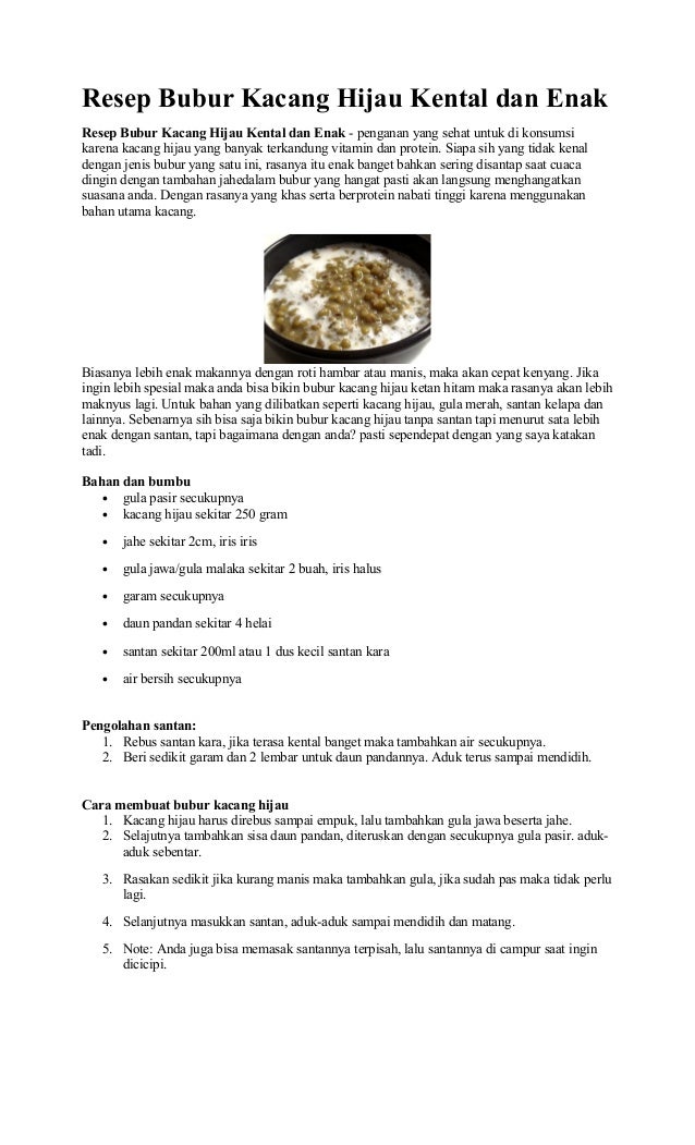 Resep Bubur Kacang Hijau Kental Dan Enak