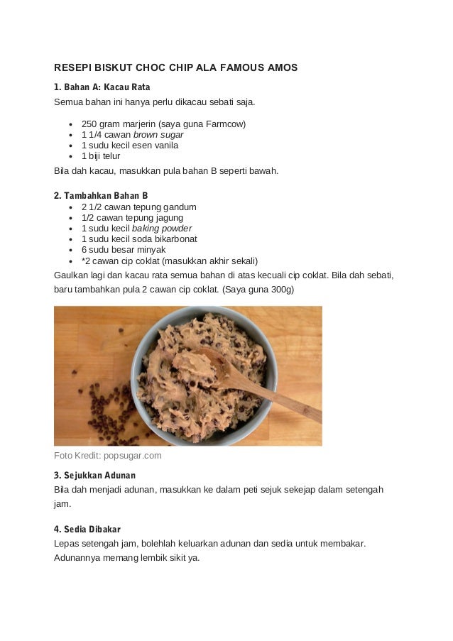 Resepi Biskut Choc Chip Ala Famous Amos