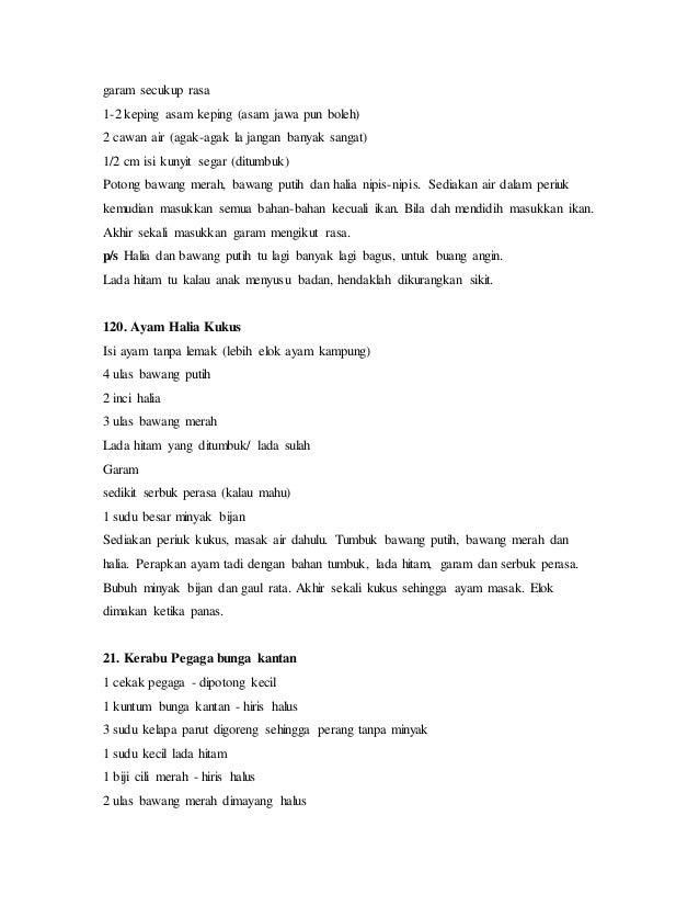 Resepi dalam pantang