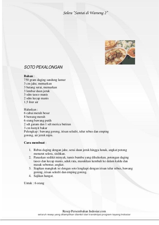 Kumpulan Resep Makanan Lengkap