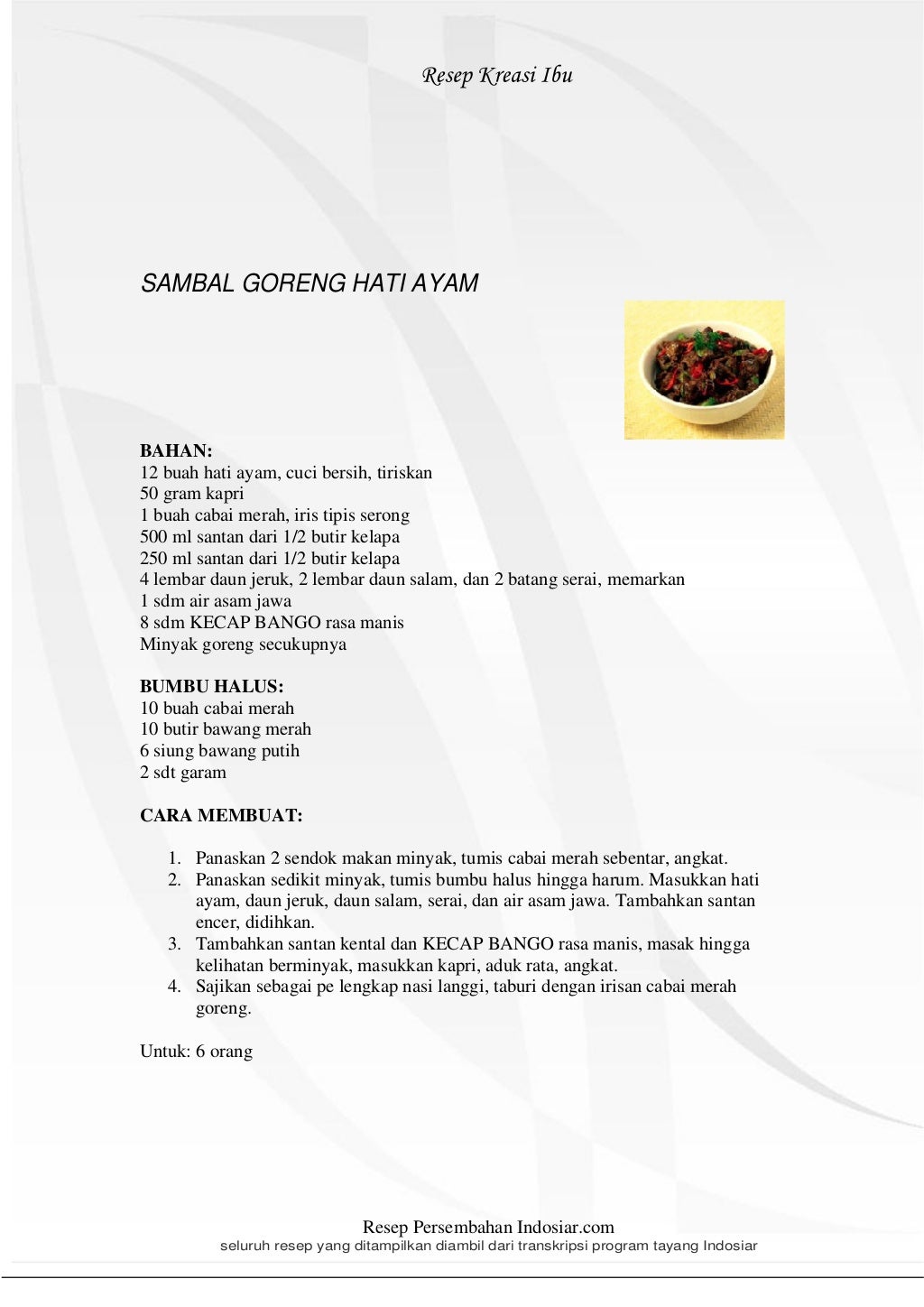 Kumpulan Resep Makanan Lengkap