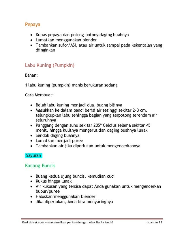 Resep Makanan Bayi 6-8 bulan