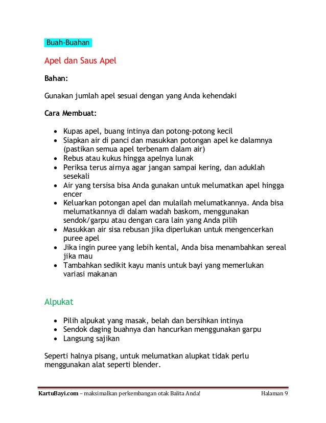 Resep Makanan Bayi 6-8 bulan