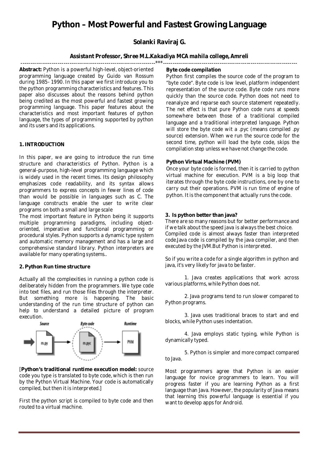 research paper on python programming language