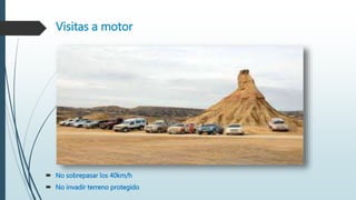 Visitas a motor
 No sobrepasar los 40km/h
 No invadir terreno protegido
 