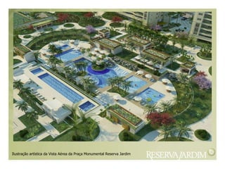 Ilustração artística da Vista Aérea da Praça Monumental Reserva Jardim   