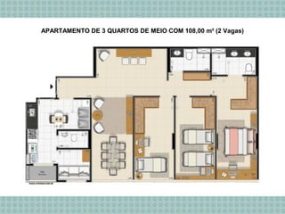 APARTAMENTO DE 3 QUARTOS DE MEIO COM 108,00 m² (2 Vagas)
 
