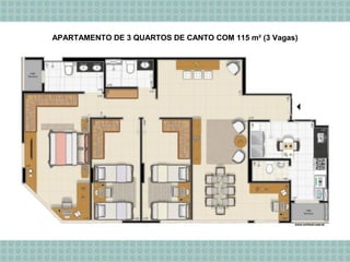 APARTAMENTO DE 3 QUARTOS DE CANTO COM 115 m² (3 Vagas)
 
