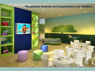 Perspectiva ilustrada da brinquedoteca com fraldárioPerspectiva ilustrada da brinquedoteca com fraldário
 