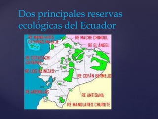 Dos principales reservas
ecológicas del Ecuador
 
