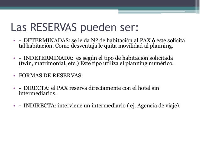 Reservas hoteleras.