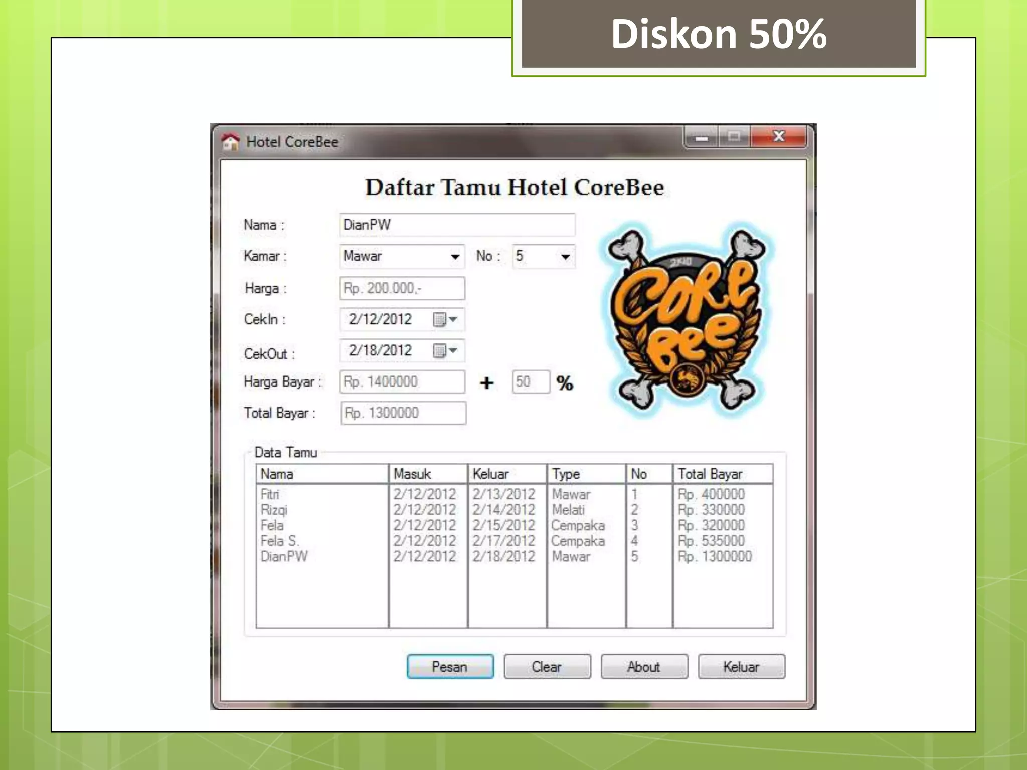Diskon 50%
 