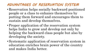 Reservation System In INDIA