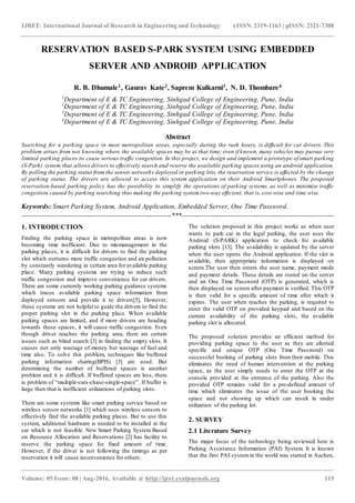 Reservation based s park system using embedded server and android ...