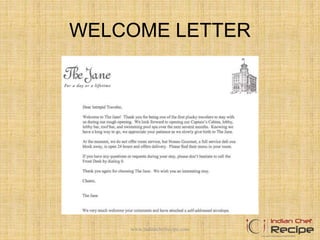 WELCOME LETTER
www.indianchefrecipe.com
 