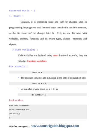 CONST-- once initialised, no one can change it | PDF