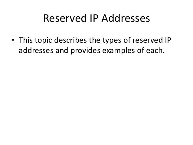 Reserved ip addresses
