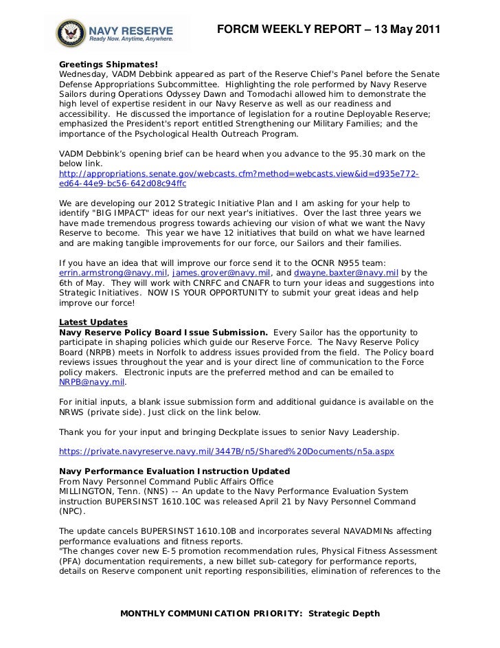reserve force weekly 13 may 2011 blank navy eval form
