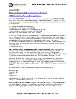 Reserve force weekly 4 march 2011 | PDF