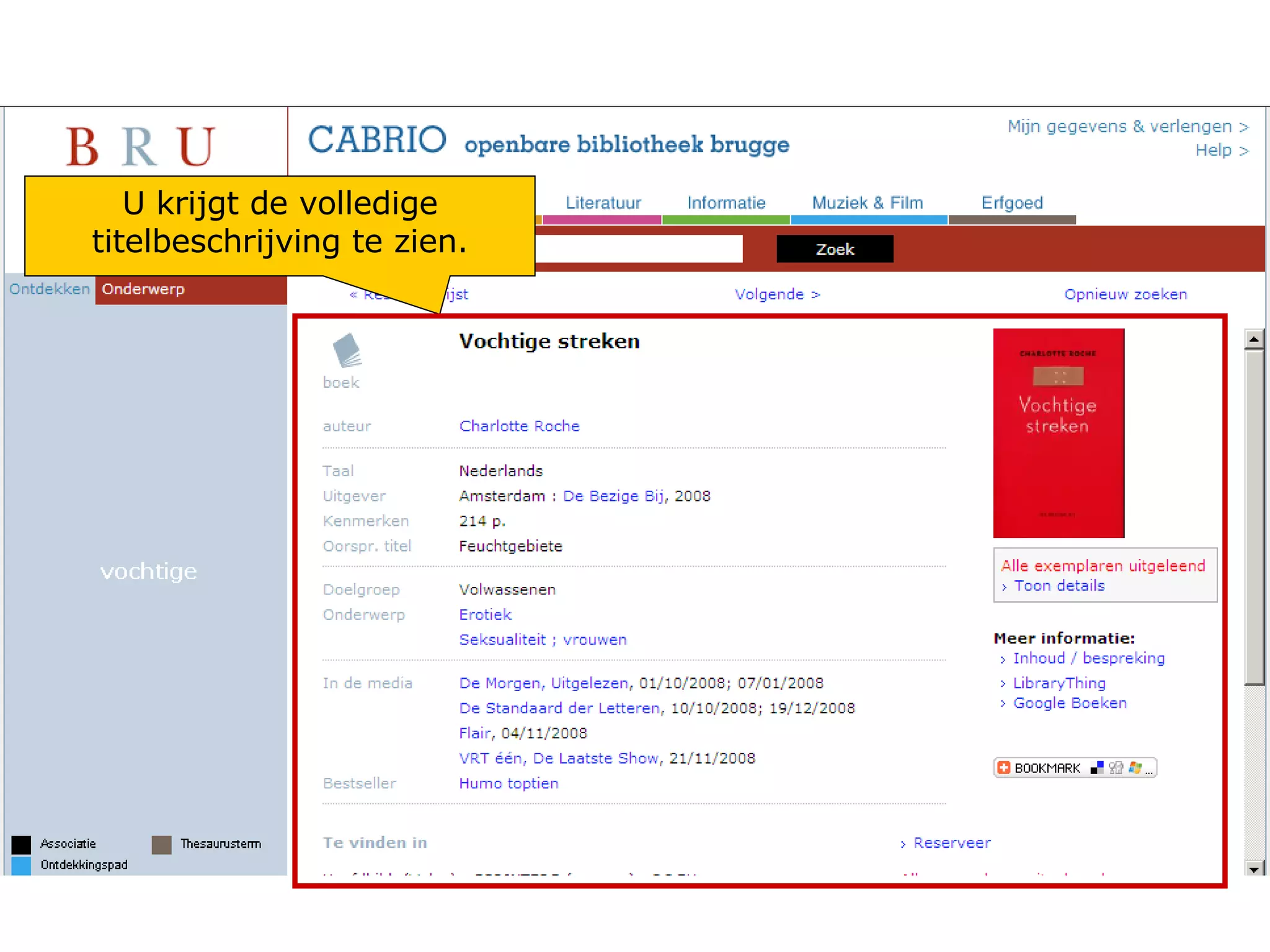 U krijgt de volledige titelbeschrijving te zien. 