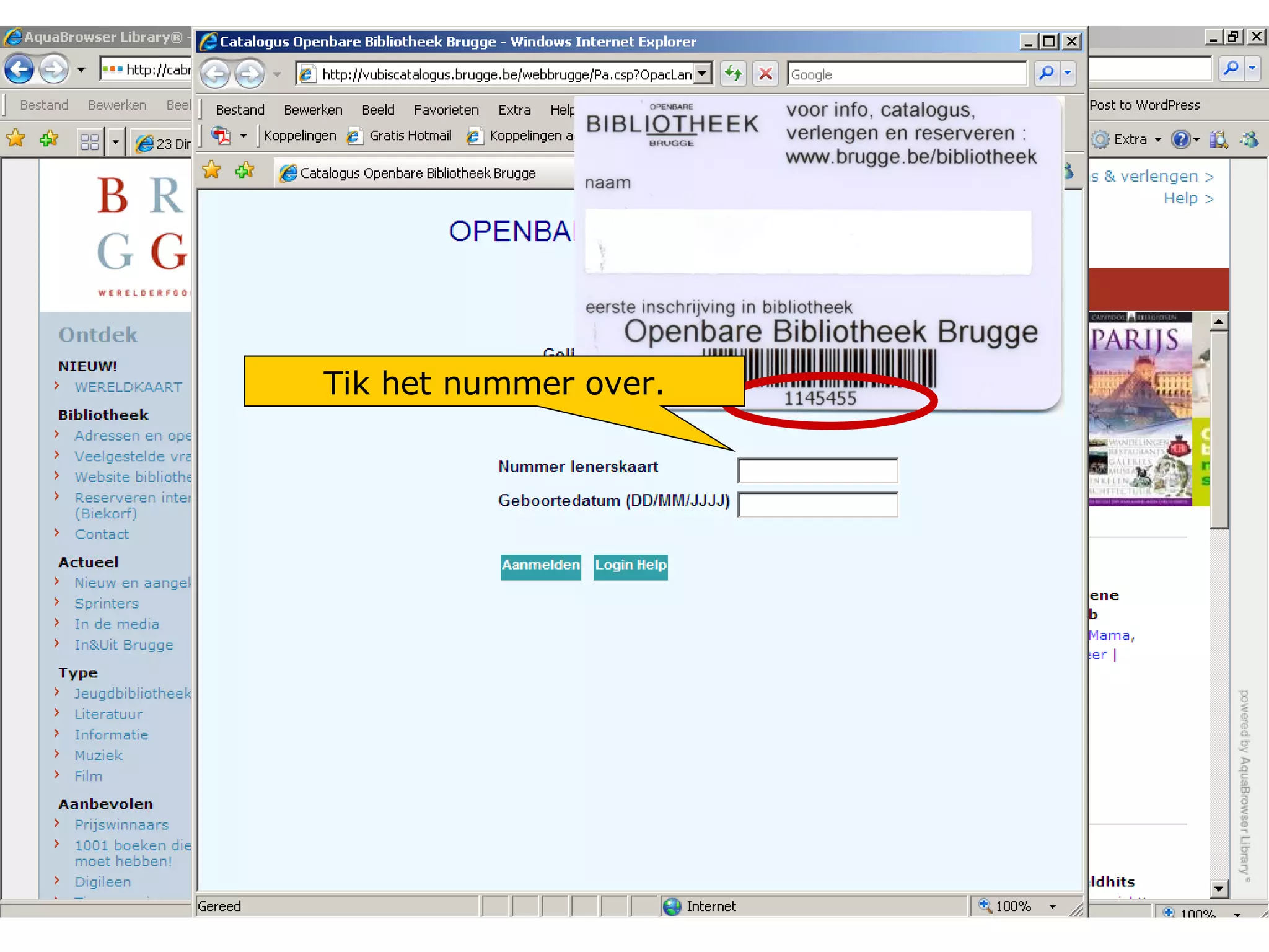 Tik het nummer over. 