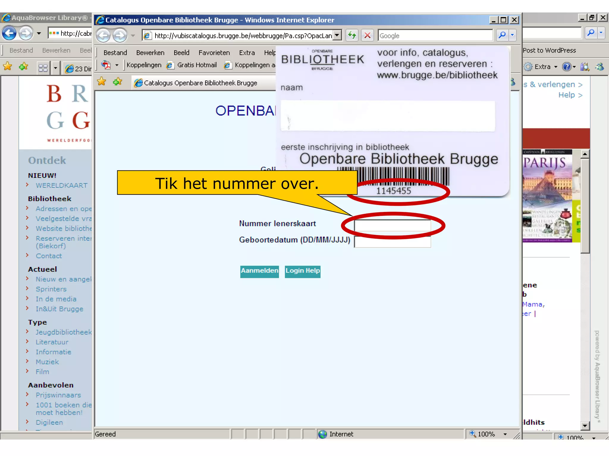 Tik het nummer over. 