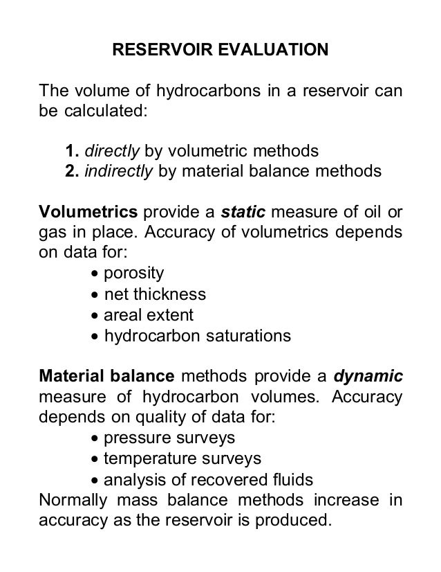 Reservoir evaluation method 101