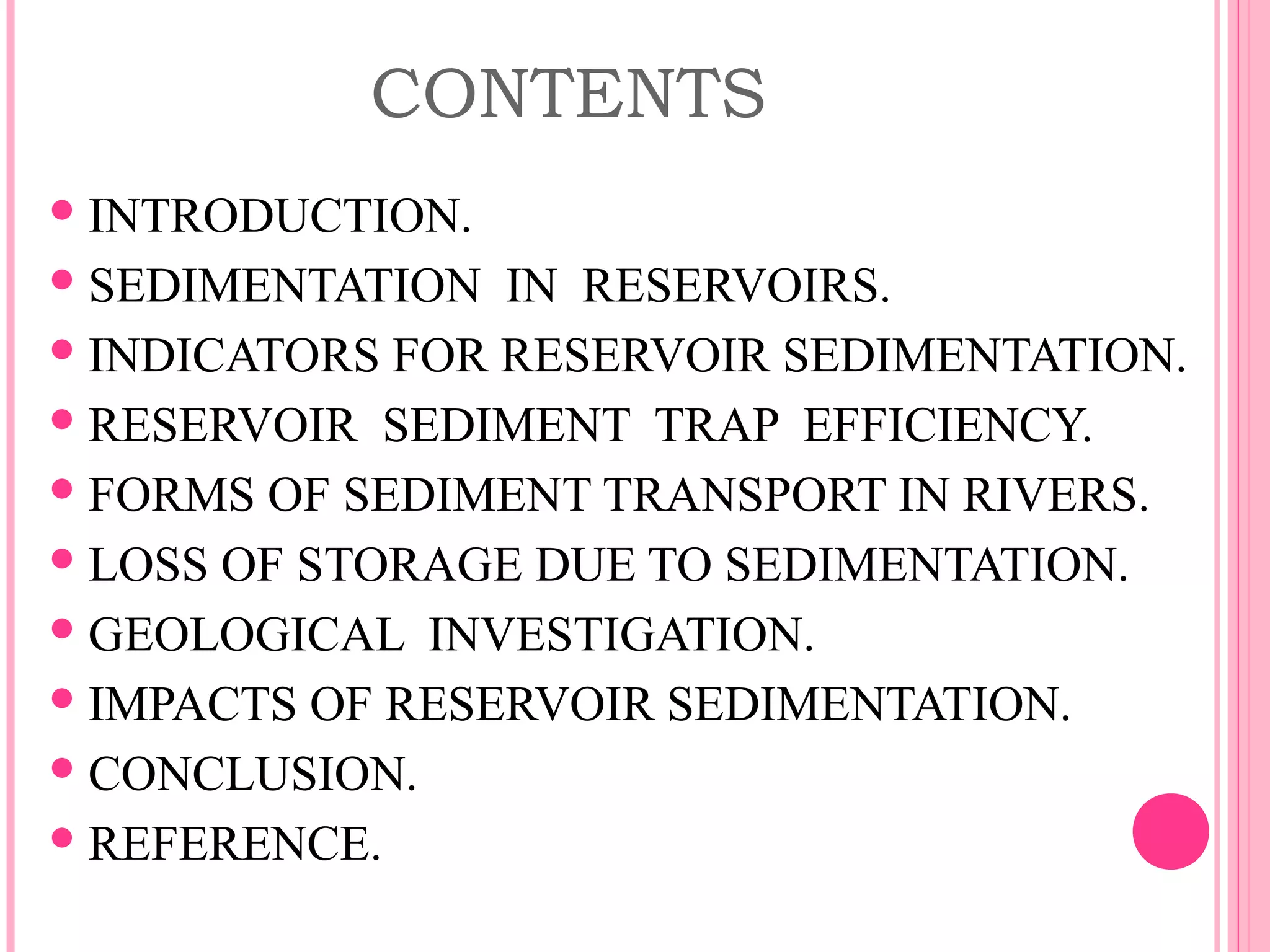 Reservoir sedimentation | PPT