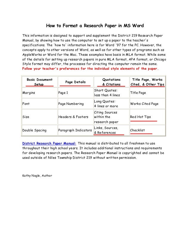 Resesarch Paper Format Resesarch Paper Format