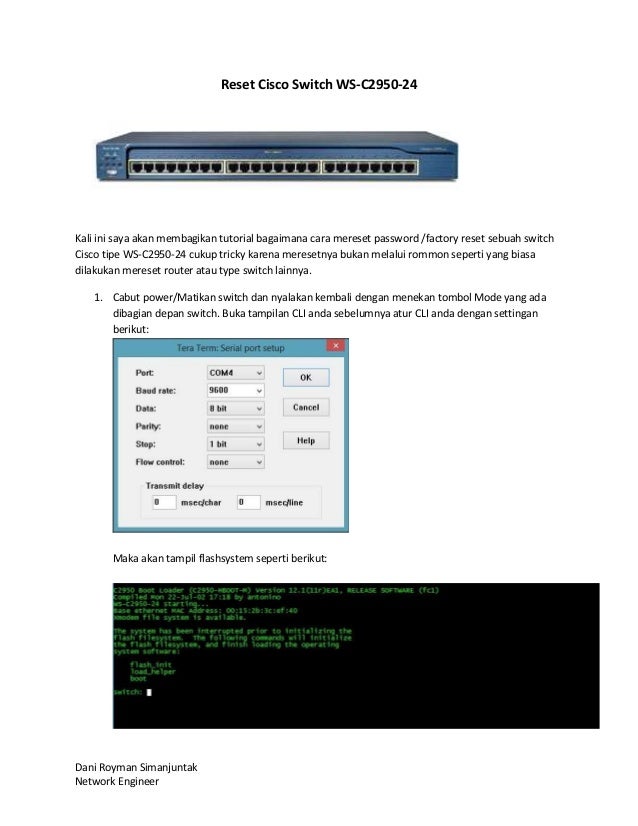 Reset Cisco switch WSC295024