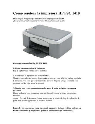 Resetear cartuchos hp