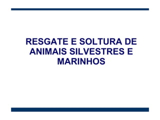 RESGATE E SOLTURA DE ANIMAIS SILVESTRES E MARINHOS 