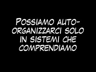 Possiamo auto-
organizzarci solo
in sistemi che
comprendiamo
 