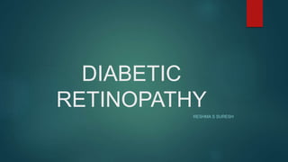 DIABETIC
RETINOPATHY
RESHMA S SURESH
 