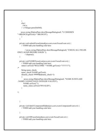 student application form Java Netbeans | PDF
