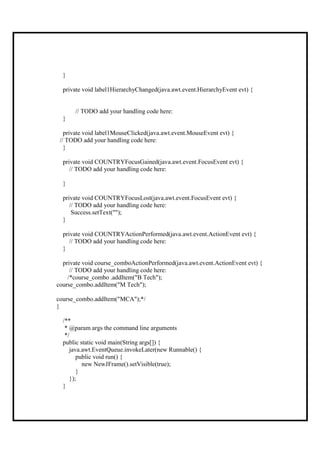 student application form Java Netbeans | PDF
