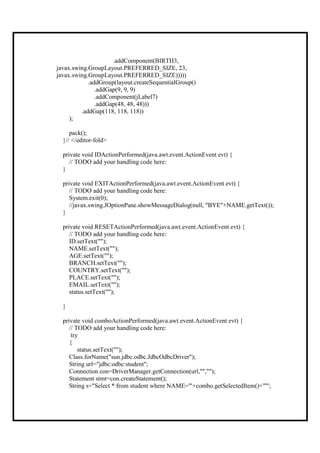 student application form Java Netbeans | PDF