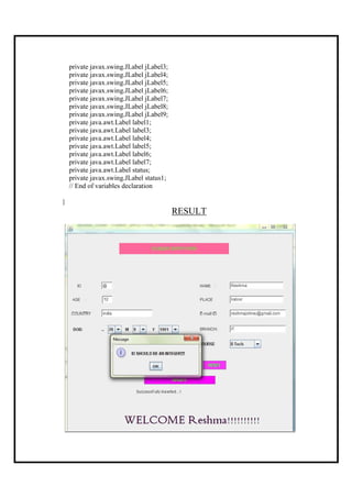 student application form Java Netbeans | PDF
