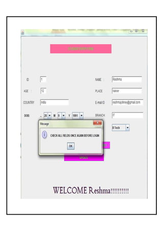 student application form Java Netbeans | PDF