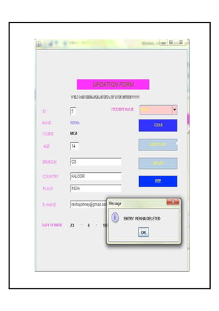 student application form Java Netbeans | PDF