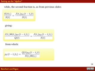 !14
while, the second fraction is, as from previous slides
giving:
from which:
Bancheri and Rigon
Setting up the “algebra”
 