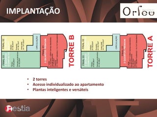 IMPLANTAÇÃO modificar el estilo
Haga clic para

de título del patrón

• Haga clic para modificar el estilo de texto del
patrón
– Segundo nivel
• Tercer nivel
– Cuarto nivel
» Quinto nivel
• 2 torres
• Acesso individualizado ao apartamento
• Plantas inteligentes e versáteis

 